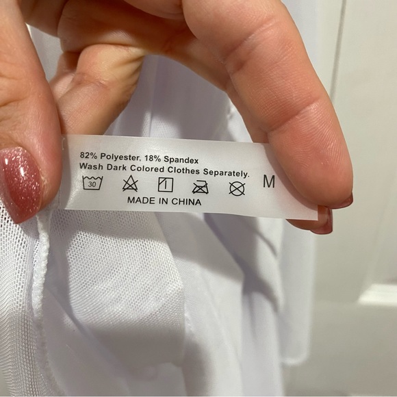 SHEIN Women’s Swim Mesh Drawstring Ruched Cover-Up with Bow - white, size M - Picture 9 of 10